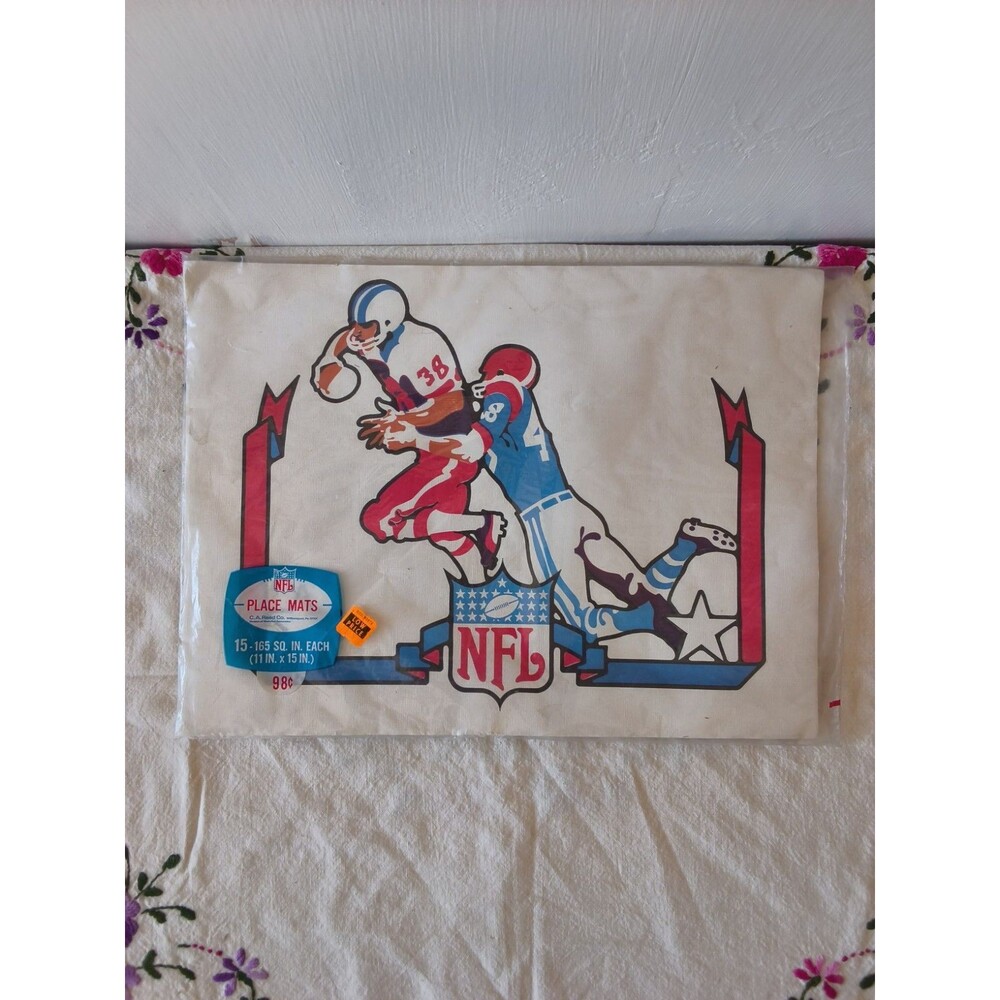 NEW IN PKG Vintage 1973 NFL Paper Place Mats Set of 15 11x15 Inch